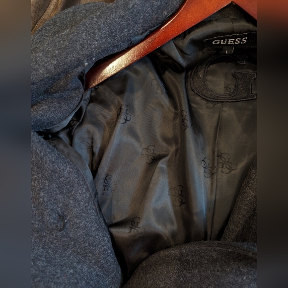 Guess Charcoal Gray Peacoat L - Picture 8 of 12